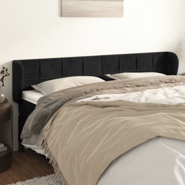 vidaXL Κεφαλάρι με Πτερύγια Μαύρο 183x23x78/88cm Βελούδινο 1 τεμ.