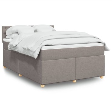 vidaXL Κρεβάτι Boxspring με Στρώμα Taupe 140x190 εκ. Υφασμάτινο