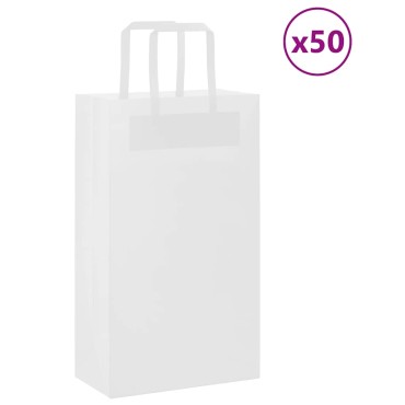 vidaXL Χάρτινες σακούλες 50 τεμάχια με χερούλια Λευκό 21x11x36 εκ.
