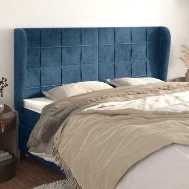 vidaXL Κεφαλάρι με Πτερύγια Σκούρο Μπλε 183x23x118/128cm Βελούδινο 1 τεμ.
