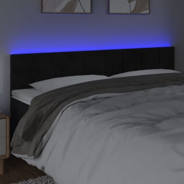 vidaXL Κεφαλάρι Κρεβατιού LED Μαύρο 180x5x78/88cm Βελούδινο 1 τεμ.
