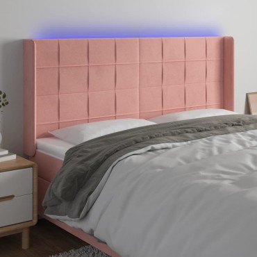 vidaXL Κεφαλάρι Κρεβατιού LED Ροζ 183x16x118/128cm Βελούδινο 1 τεμ.