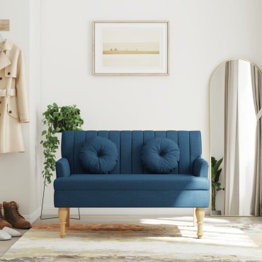 vidaXL Παγκάκι Μπλε 113x64,5x75,5cm Υφασμάτινο με Μαξιλάρια