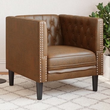 vidaXL Πολυθρόνα Chesterfield Καφέ από Συνθετικό Καστόρι 71x74,5x70,5cm 1 τεμ. Γωνιακός