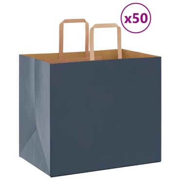 vidaXL Χάρτινες σακούλες 50 τεμάχια με χερούλια Μπλε 32x22x28 εκ.
