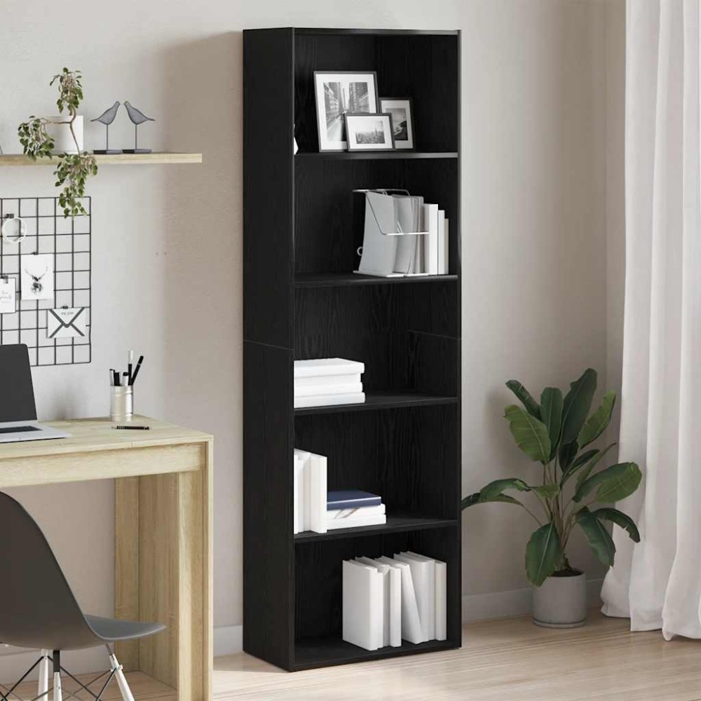vidaXL Βιβλιοθήκη Μαύρη Δρυς 60x30x189cm από Επεξεργασμένο Ξύλο 1 τεμ.