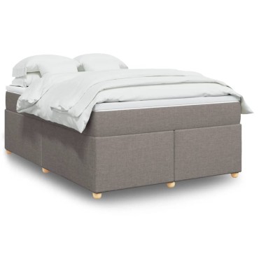vidaXL Κρεβάτι Boxspring με Στρώμα Taupe 140x190 εκ. Υφασμάτινο