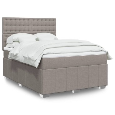 vidaXL Κρεβάτι Boxspring με Στρώμα Taupe 160x200 εκ. Υφασμάτινο