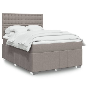 vidaXL Κρεβάτι Boxspring με Στρώμα Taupe 160x200 εκ. Υφασμάτινο