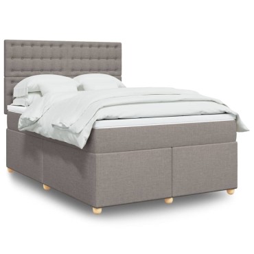 vidaXL Κρεβάτι Boxspring με Στρώμα Taupe 160x200cm Υφασμάτινο 1 τεμ. - Διπλό