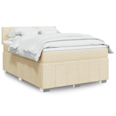 vidaXL Κρεβάτι Boxspring με Στρώμα Κρεμ 160x200 εκ. Υφασμάτινο