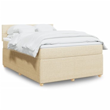 vidaXL Κρεβάτι Boxspring με Στρώμα Κρεμ 160x200 εκ. Υφασμάτινο