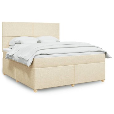 vidaXL Κρεβάτι Boxspring με Στρώμα Κρεμ 180x200 εκ. Υφασμάτινο