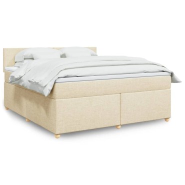 vidaXL Κρεβάτι Boxspring με Στρώμα Κρεμ 180x200 εκ. Υφασμάτινο