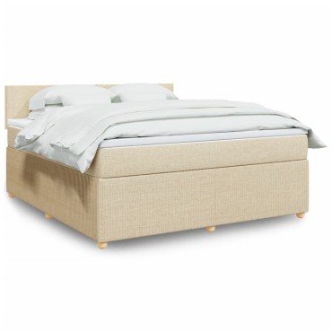 vidaXL Κρεβάτι Boxspring με Στρώμα Κρεμ 180x200 εκ. Υφασμάτινο