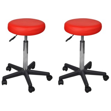 vidaXL Σκαμπό Γραφείου 2 τεμ. Κόκκινα 35,5x84cm από Συνθετικό Δέρμα