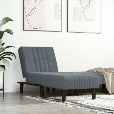 vidaXL Ανάκλιντρο Σκούρο Γκρι Βελούδινο 55x140x70cm 1 τεμ.