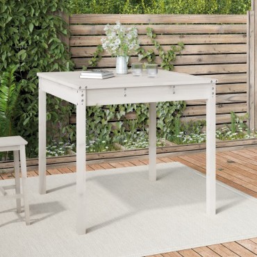 vidaXL Τραπέζι Κήπου Λευκό 82,5x82,5x76cm από Μασίφ Ξύλο Πεύκου 1 τεμ.