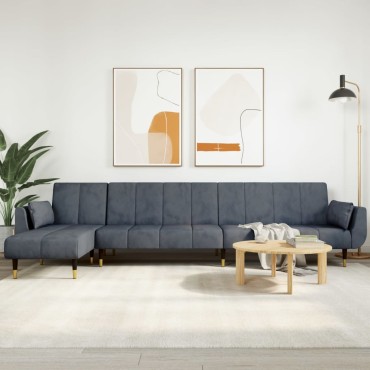 vidaXL Καναπές Κρεβάτι Γωνιακός Σκ. Γκρι 275x140x70cm Βελούδινος 1 τεμ.