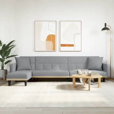 vidaXL Καναπές Κρεβάτι Γωνιακός Αν. Γκρι 275x140x70cm Υφασμάτινος 1 τεμ.
