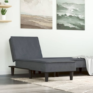 vidaXL Ανάκλιντρο Σκούρο Γκρι Βελούδινο 55x140x70cm 1 τεμ.