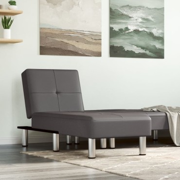 vidaXL Ανάκλιντρο Γκρι από Συνθετικό Δέρμα 55x140x70cm 1 τεμ.