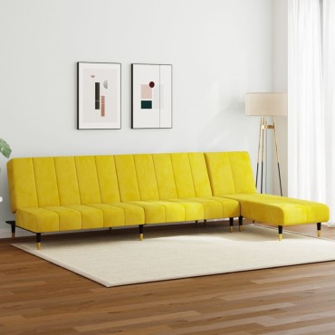 vidaXL Σαλόνι Σετ 2 τεμ. Κίτρινο από Βελούδο 200x84,5x69cm  Διθέσιος