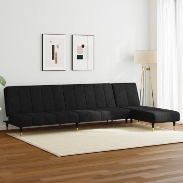 vidaXL Σετ Σαλονιού 2 τεμ. Μαύρο Βελούδινο 200x84,5x69cm  Διθέσιος