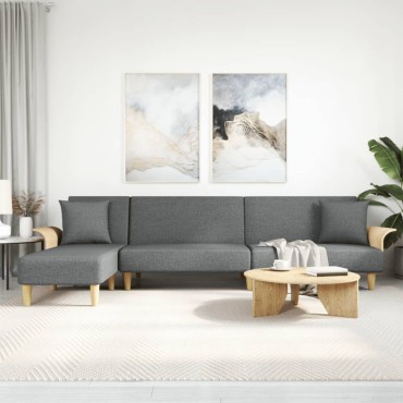vidaXL Καναπές Κρεβάτι Γωνιακός Σκ. Γκρι 279x140x70cm Υφασμάτινος 1 τεμ.