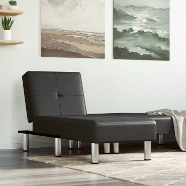 vidaXL Ανάκλιντρο Μαύρο από Συνθετικό Δέρμα 55x140x70cm 1 τεμ.
