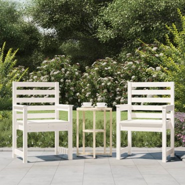 vidaXL Καρέκλες Κήπου 2 τεμ. Λευκές 60x48x91cm Μασίφ Ξύλο Πεύκου