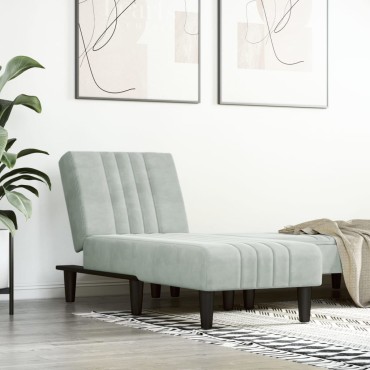 vidaXL Ανάκλιντρο Ανοιχτό Γκρι Βελούδινο 55x140x70cm 1 τεμ.