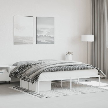 vidaXL Μεταλλικό Πλαίσιο Κρεβατιού Λευκό 180x200cm 1 τεμ. - Διπλό