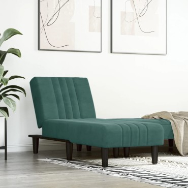 vidaXL Ανάκλιντρο Σκούρο Πράσινο Βελούδινο 55x140x70cm 1 τεμ.