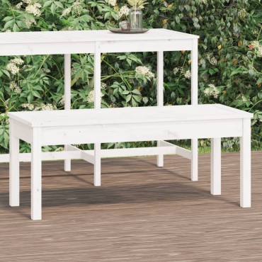 vidaXL Παγκάκι Κήπου Λευκό 109x44x45cm από Μασίφ Ξύλο Πεύκου 1 τεμ.
