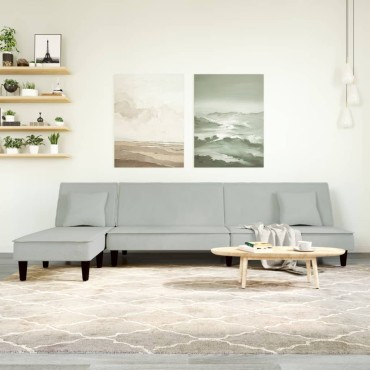 vidaXL Καναπές Κρεβάτι Γωνιακός Αν. Γκρι 255x140x70cm Βελούδινος 1 τεμ.