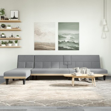 vidaXL Καναπές Κρεβάτι Γωνιακός Αν. Γκρι 255x140x70cm Υφασμάτινος 1 τεμ.