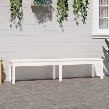 vidaXL Πάγκος Κήπου Διθέσιος Λευκός 203,5x44x45cm Μασίφ Ξύλο Πεύκου