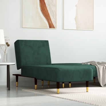 vidaXL Ανάκλιντρο Σκούρο Πράσινο Βελούδινο 55x140x70cm 1 τεμ.