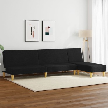 vidaXL Καναπέδες Σετ 2 τεμ. Μαύροι Υφασμάτινοι 200x84,5x69cm  Διθέσιος