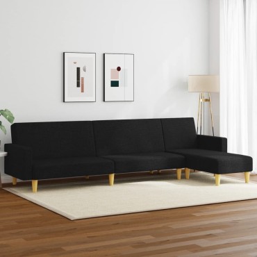 vidaXL Καναπέδες Σετ 2 τεμ. Μαύροι Υφασμάτινοι 220x84,5x70cm  Διθέσιος