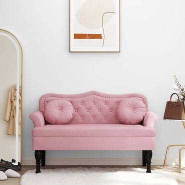 vidaXL Παγκάκι με Μαξιλάρια Ροζ 120,5x65x75cm Βελούδινο