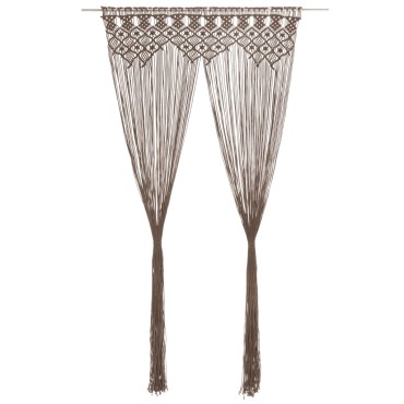 vidaXL Κουρτίνα Μακραμέ Taupe 140x240cm Βαμβακερή