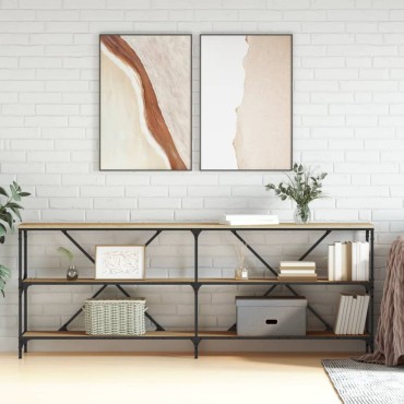 vidaXL Τραπέζι Κονσόλα Sonoma Δρυς 200x30x75cm Επεξ. Ξύλο/Σίδηρος 1 τεμ.