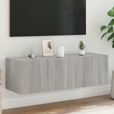 vidaXL Έπιπλο Τοίχου Τηλεόρασης με LED Γκρι Sonoma 100x35x31cm