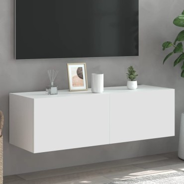 vidaXL Έπιπλο Τοίχου Τηλεόρασης με LED Λευκό 100x35x31cm