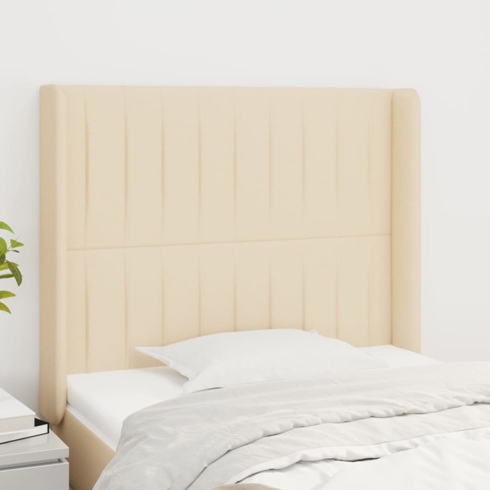vidaXL Κεφαλάρι με Πτερύγια Κρεμ 93x16x118/128cm Υφασμάτινο 1 τεμ.