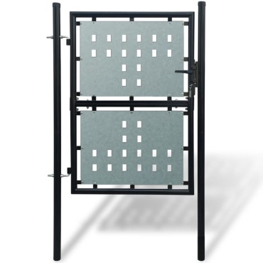 vidaXL Πόρτα Περίφραξης Μονή Μαύρη 100 x 225 εκ.