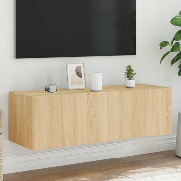 vidaXL Έπιπλο Τοίχου Τηλεόρασης με LED Sonoma Δρυς 100x35x31cm