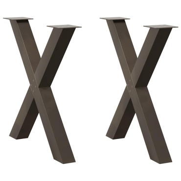 vidaXL Πόδια τραπεζαρίας σε σχήμα Χ 2 τεμ. Φυσικό ατσάλι 70x(72-73)cm